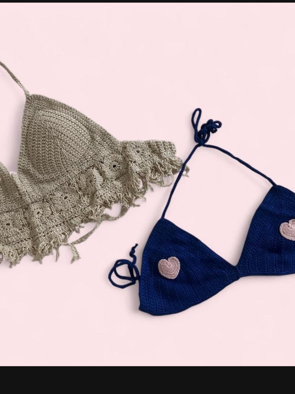 Navy Crochet Triangle Bikini Top - Unbranded 2 bundle